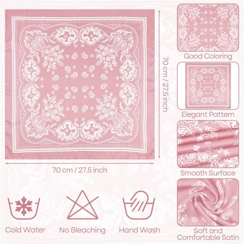 PLULON Silk Scarf Head Scarf for Women 2/4/8Pcs, Satin Bandana Hair Scarf Boho Headwear for Beach Travel Holiday Decors4