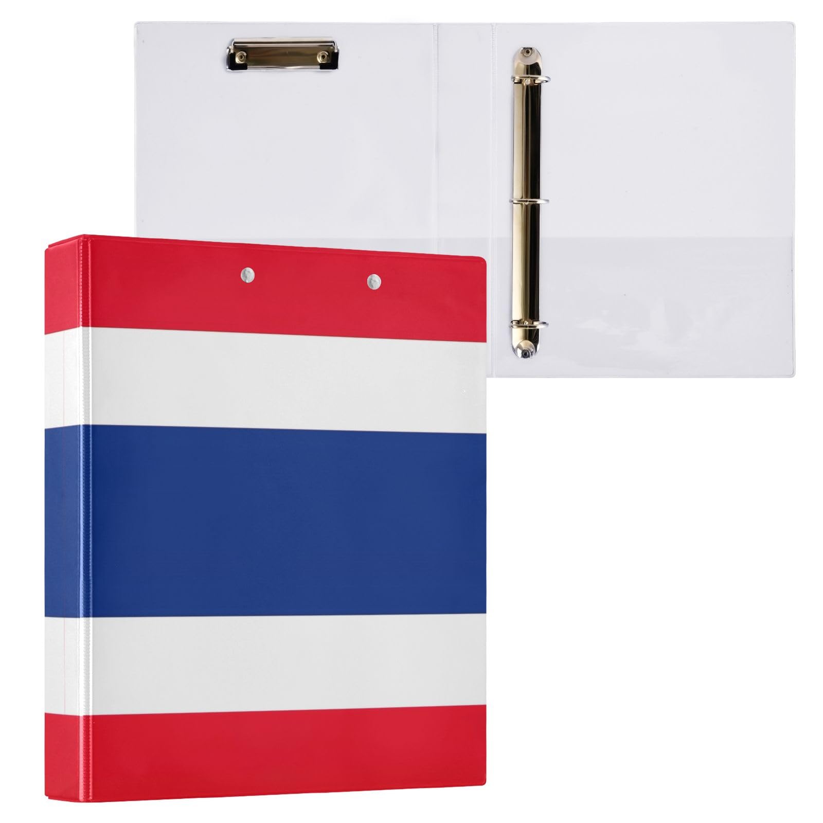 1.5 Inch Binder 3 Ring, Thailand Flag Three Ring Binders Decorative with Anti-Slip Metal Clip, Versatile Binders for School Supplies, 1 Pack