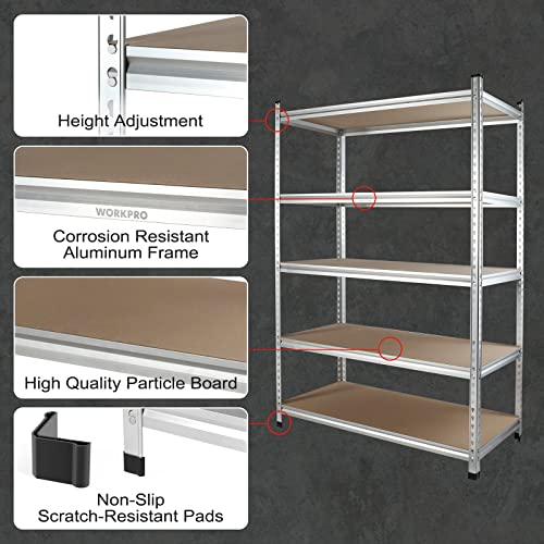 Image of WORKPRO 5-Tier Shelving Unit, 48 inchW x24 inchDx72 inchH, 2750LBS Capacity, 2 Pack