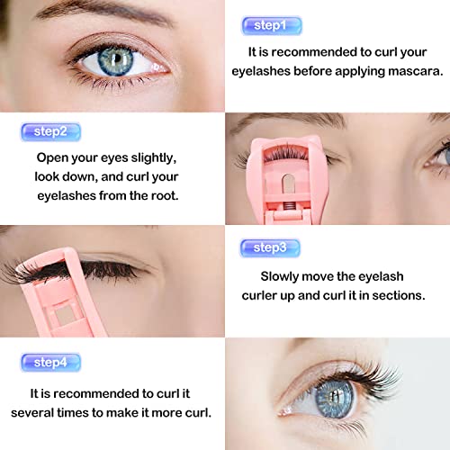 Eyelash Curler, 2Pcs Lash Curler With Silicone Replacement Pads, Wide Angle Eyelash Curler And Partial Precision Eyelash Curler - (Pink) #TOP2