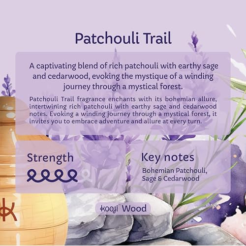 Image of Kooji Wood - Patchouli Trail - Car & Home Perfumes - 12ml | Premium Freshener - Bohemian Patchouli, Sage & Cedarwood | Natural & Vegan Ingredients | Long-Lasting Aroma - Up to 90 Days