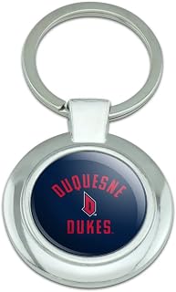 Duquesne University Dukes Logo Keychain Classy Round Chrome Plated Metal