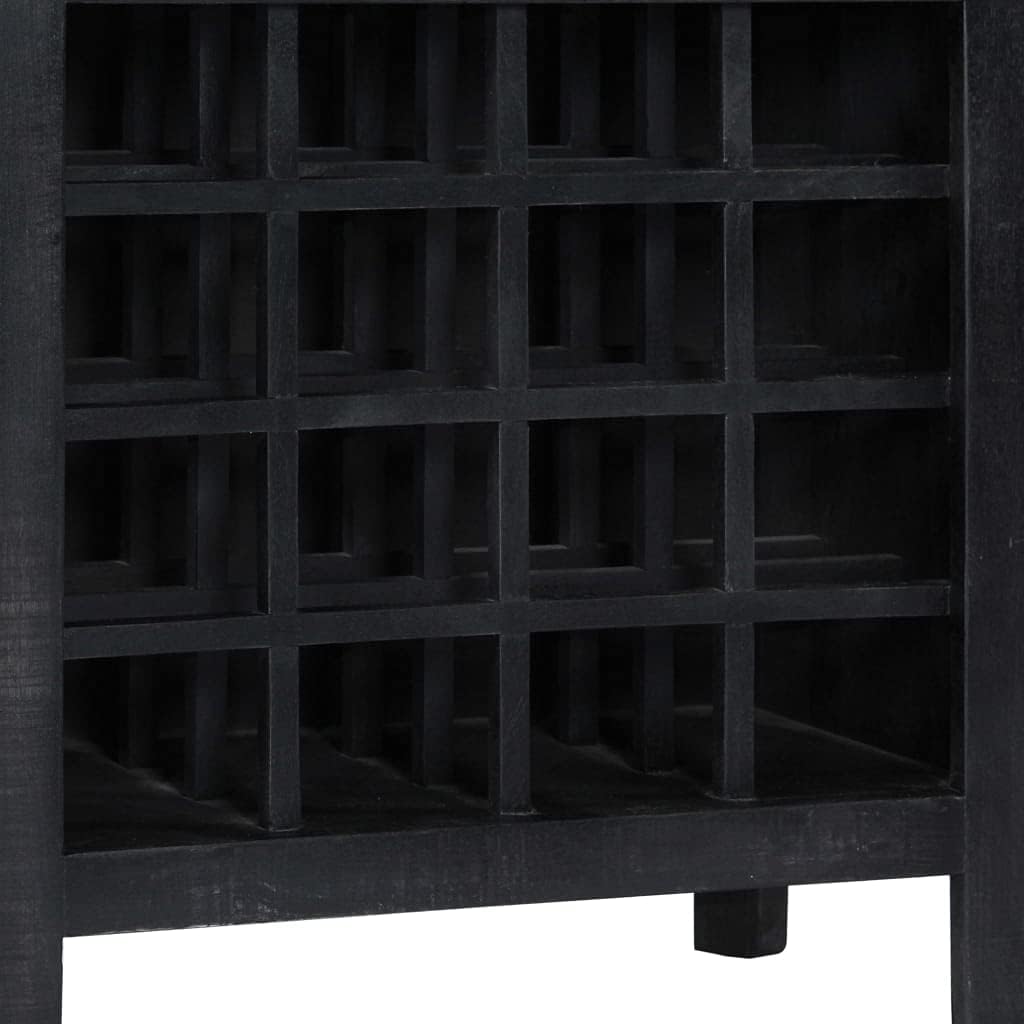 Wooden Wine Rack for 16 Bottles with Drawer | Freestanding Floor Retro Wood Wine Holder Bottle Holder | Vintage Wine Bar Cabinet for Home Kitchen Bar Dining Room | Black 22" x 13.8" x 29.5"
