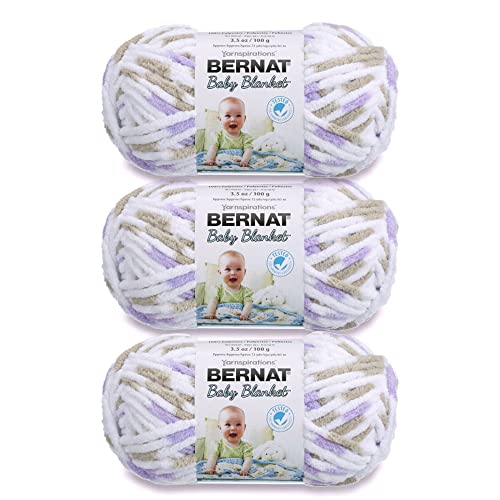 Image of Bernat Baby Blanket Yarn for Crocheting Soft, Lilac Dove, 3-Pack | #6 Super Bulky Yarn, 100% Polyester, Soft Baby Blanket Yarn for Crochet, Knitting & Crafts, 72yds, 100g /3.5oz per skein