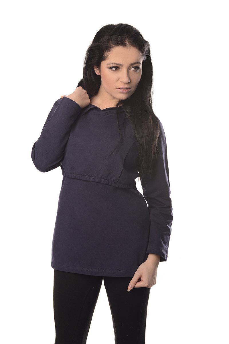 Purpless Maternity Pregnancy and Nursing Hoodie Top for Pregnant Breastfeeding Woman 9051 (10, Navy)