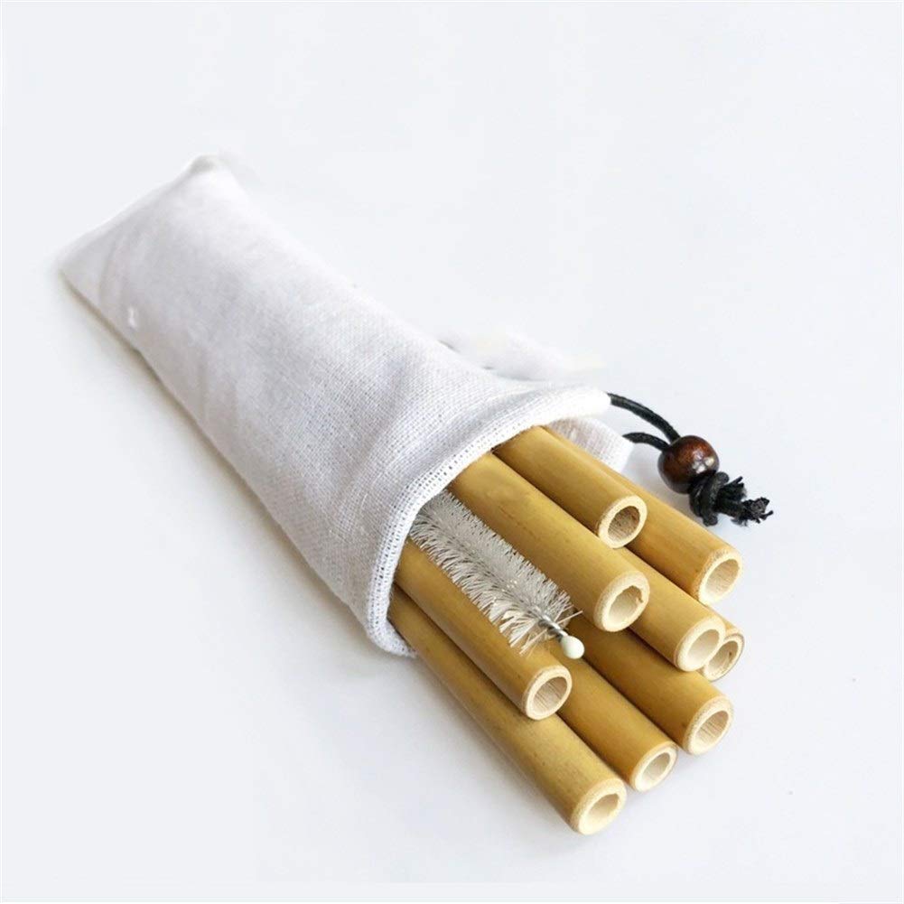 6 / 10Pcs natürliche organische Bambus Stroh Set Eco Friendly Bambus Stroh Wiederverwendbare Trinkhalme mit Stroh Fall Pinsel 8inch (Color : B 10PCS)