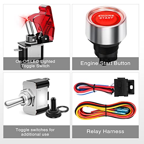 Nilight Ignition Rocker Switch Panel 12V 5 in 1 with Engine Push Button Toggle Switches with Relay Wiring Harness LED for RV Truck Racing Car Boat Marine Trailer by Nilight - Image 9
