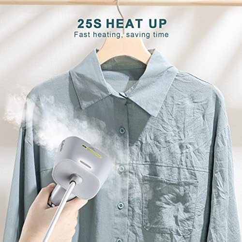 Clothes Steamer, Cukenie Handheld Steamer for Clothes, Travel Iron Handheld Garment Steamer with 25S Fast Heat-up, Auto-Off, Detachable Water Tank, Portable Clothes Steamer Wrinkle Remover for Home