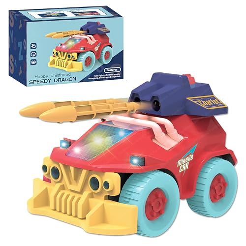 Image of FunBlast Military Armoured Vehicle Toys, Electric Missile Launcher Tank Toy with 360 Degree Rotating Universal Wheel, Flashing Lights & Sound Toys Vehicles for 3+ Year Old Kids, Boys (Random Color)