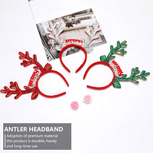 Toyvian 3 Peças de Alce de Natal Tiara de Rena Chifres de Cabelo Aro Fawn Chifre Bandana de Natal En
