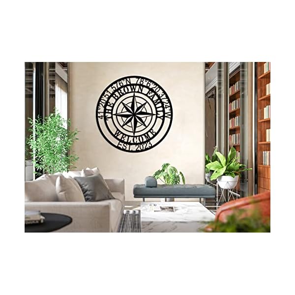 Nautical compass wall decor sign nautical wall decor custom nautical compass metal signpersonalized longitude latitude gps metal sign housewarming gift idea for husband wife realtor gift idea  urban country home decor