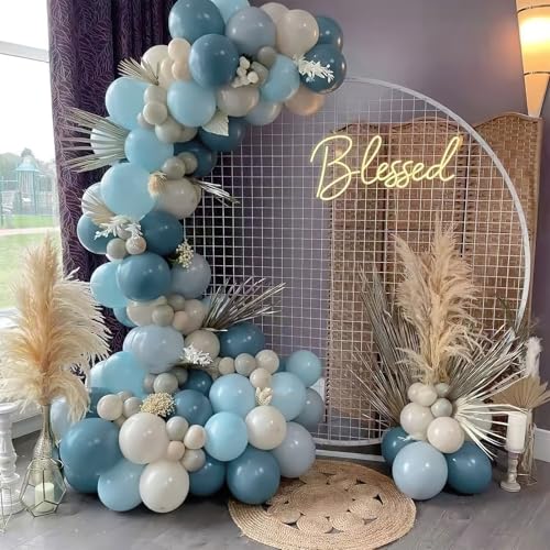 Image of PartyWoo Dusty Blue Balloons 140pcs Different Sizes Pack of 18 12 10 5 Inch Slate Blue Boho Neutral Balloon Arch Kit for Baby Shower Graduation Cat Tornado Birthday Party Decorations Blue-F55
