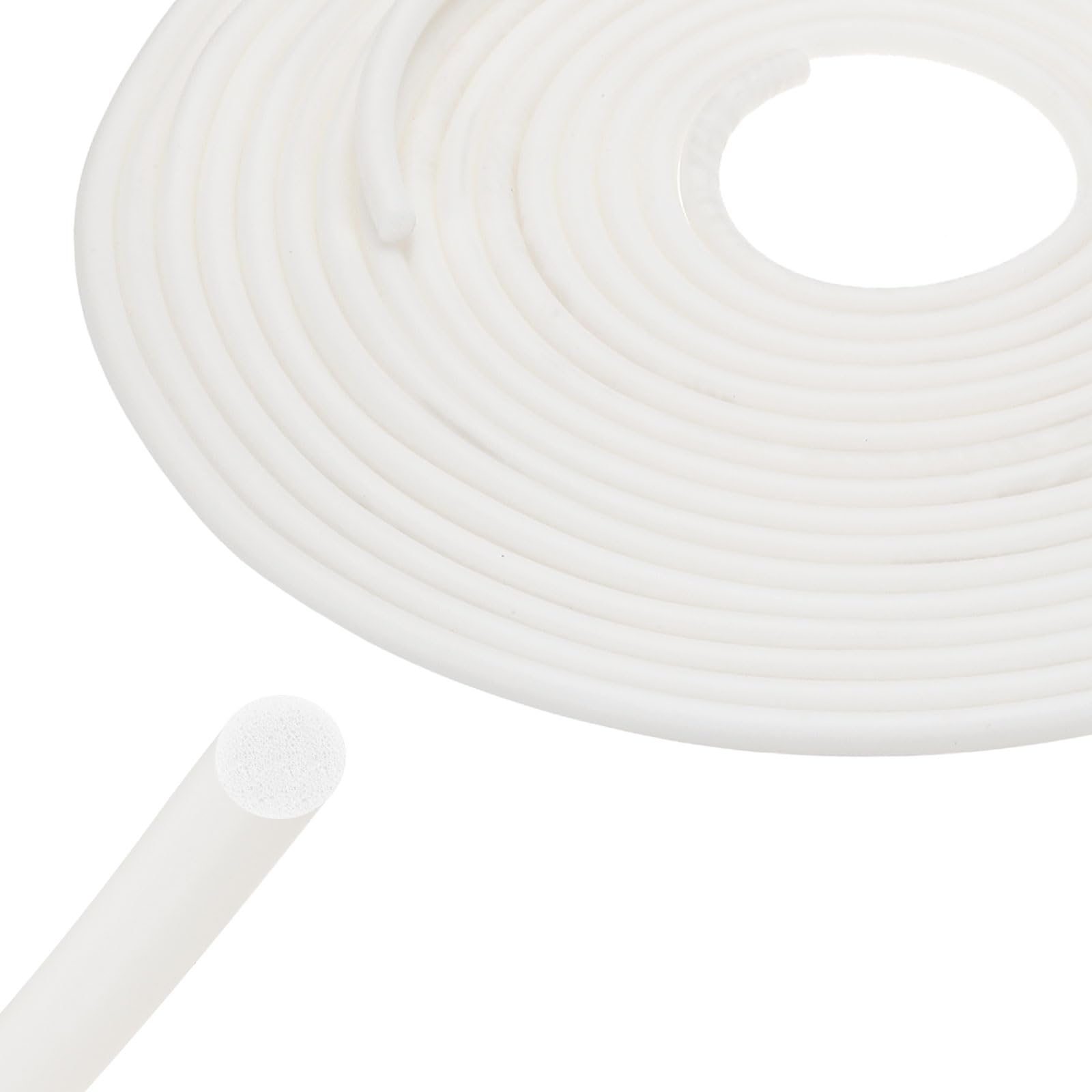 sourcing map Backer Rod 7mm x 10m Silicone Rubber Foam Caulk Saver, Weather Strip Seal for Sealing Concrete Gaps, Expansion Joints, Crack Filling, Doors, Windows, White