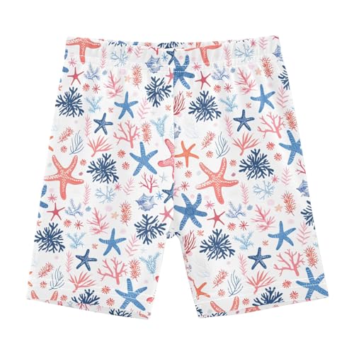 Cartoon Summer Starfish Girls Shorts Elastic Waist Sports Shorts Girls Leggings Pants for 4-10 Years