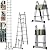 Extension Ladders/A-Frame Ladder 5M (2.5M+2.5M) Aluminum Retractable Stepladder Folding Compact Save Space for Home Daily Use Indoor Outdoor EN131