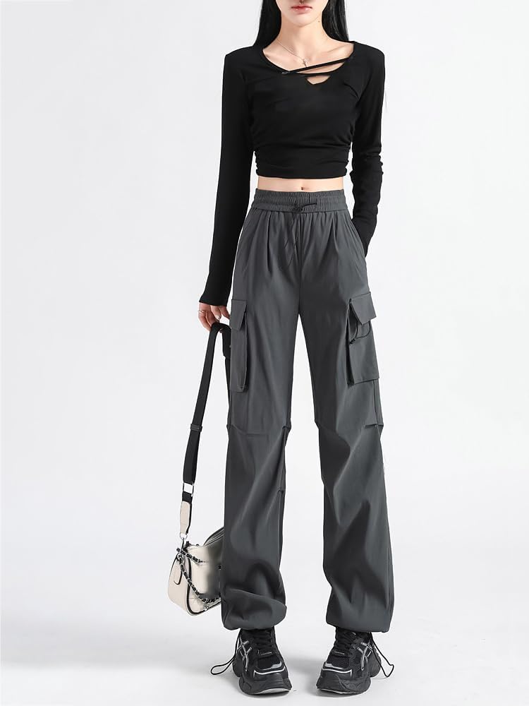 American Work Pants for Women in Summer Tying Narrow Sports Mountaineering Casual Straight