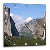 3dRose Orologio da parete 'El Capitan e Bridalveil Falls in Yosemite National Park, alluminio, multicolore, 38,1 x 38,1 cm