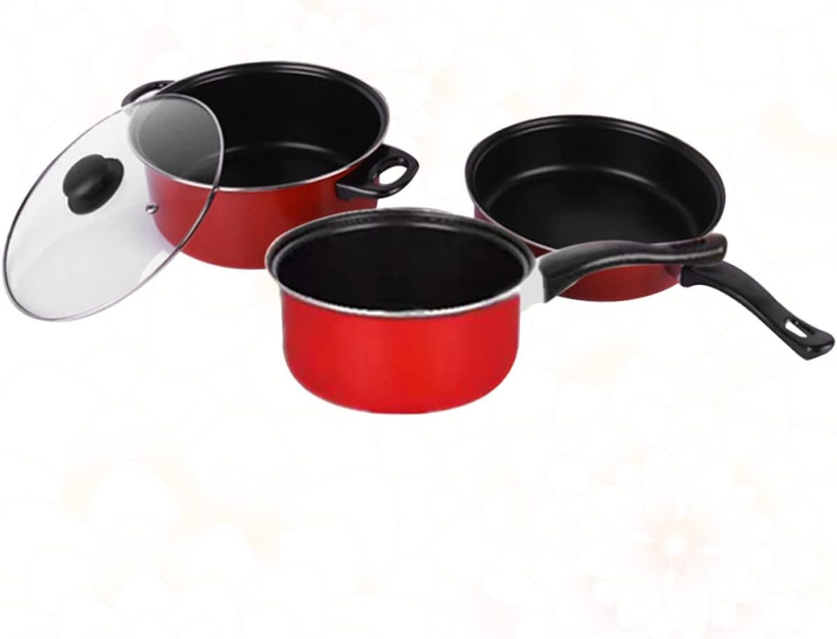 3pcs Cooking Tool Set Non-stick Frying Pan Soup Pot Milk Pan Home Kitchen