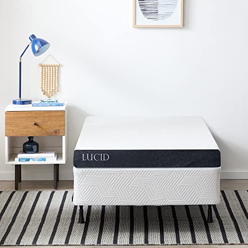 Lucid 6 Inch Memory Foam Bamboo Charcoal Infused Mattress And High-Profile 9 Inch Steel Foldable Twin Xl Box Spring Foundation With Center Support Bolts #TOP8
