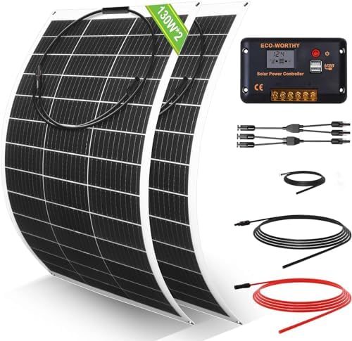 ECO-WORTHY Kit Panneau Solaire Souple 260W 12V Système Hors Résea...