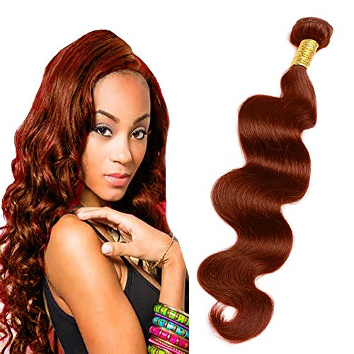 #1 Best Seller eCowboy BODY WAVE Bundle Brazilian Human Hair WAVY Extension Weft Track 100% Human Hair Convertible to Clip Extension Beautiful Vibrant Auburn #33 color - 8 Inch