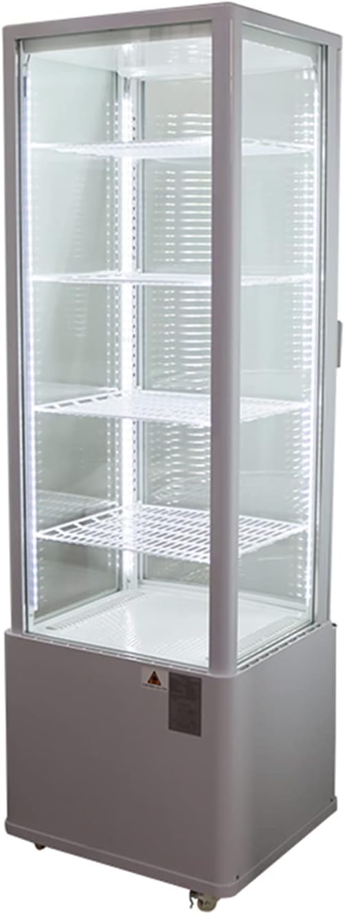 Commercial Display Fridge Vertical Type Cake Showcase Bakery Display Cabinet Right Angle Refrigerated Display Automatic Defrost 5-layer 110V 62Gallon White LED Light