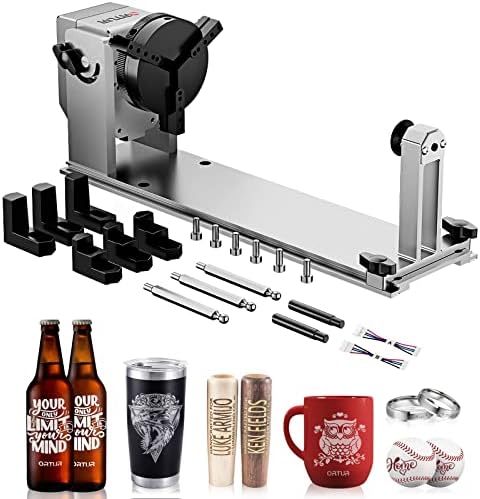 ORTUR YRC1.0, Y-axis Rotary Chuck for Most Laser Engravers, Jaw Chuck Rotary, Y-axis Rotary Roller Engraving Module for Engraving Cylindrical Objects, Wine Glass, Tumbler, Ring