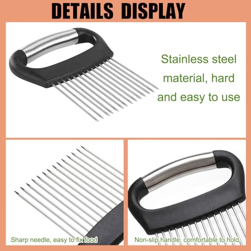 Onion Holder Slicer,Upgraded Stainless Steel Onion Holder for Slicing Meat Fruit Vegetable Cutter Slicer for Cutting Storage Vegetable Food Fruit Potato Avocados Eggs Meat - Image 4