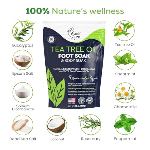 image for FOOT CURE Tea Tree Oil Foot Soak with Epsom Salt - Best Toenail Fungus