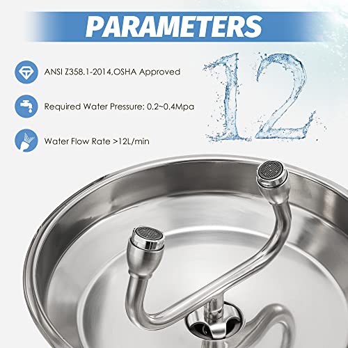 Frifreego Eye Wash Station With Cover, Emergency Eyewash Station Osah Approved, Wall Mounted Eye Wash Unit, Stainless Steel Plumbed-Sink-Type Eye Wash Station, With A Free Emergency Sign, Large Bowl #TOP2