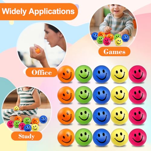 Gabotrie 20 PCS Smile Face Stress Balls, 2.5 Inch Colorful Foam Squeeze Balls, Stress Relief Ball Smile Face Toys for Carnival Reward Party Bag Gift(Assorted Colors) - Image 5
