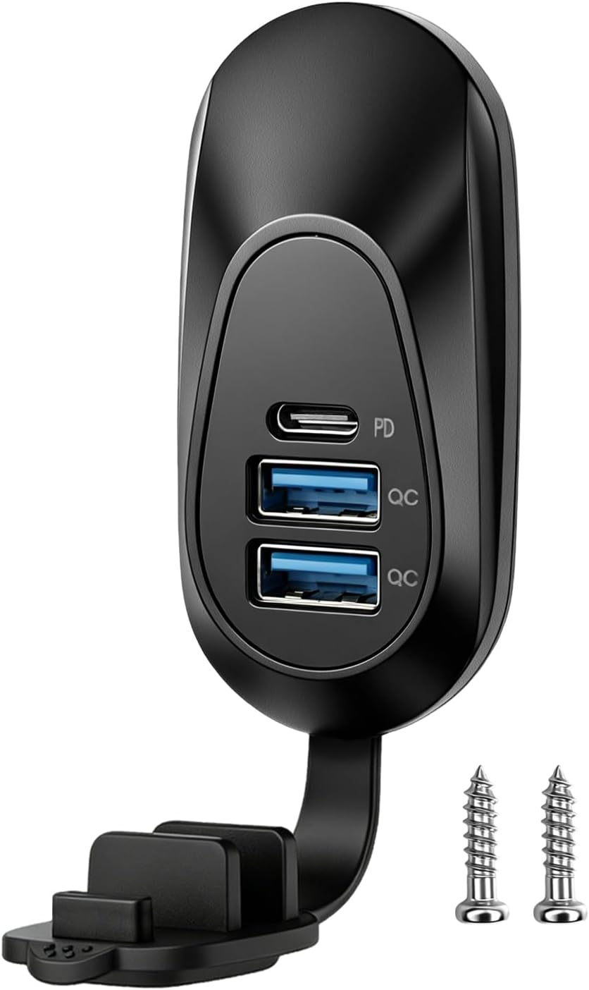 48W 12V USB Outlet Panel Wall Mount Type-C PD3.0 and Dual QC3.0 Quick Charge,12V/24V USB Charging Port Car Charger Socket with Waterproof Cover for RV Marine Boat Camper ATV Truck