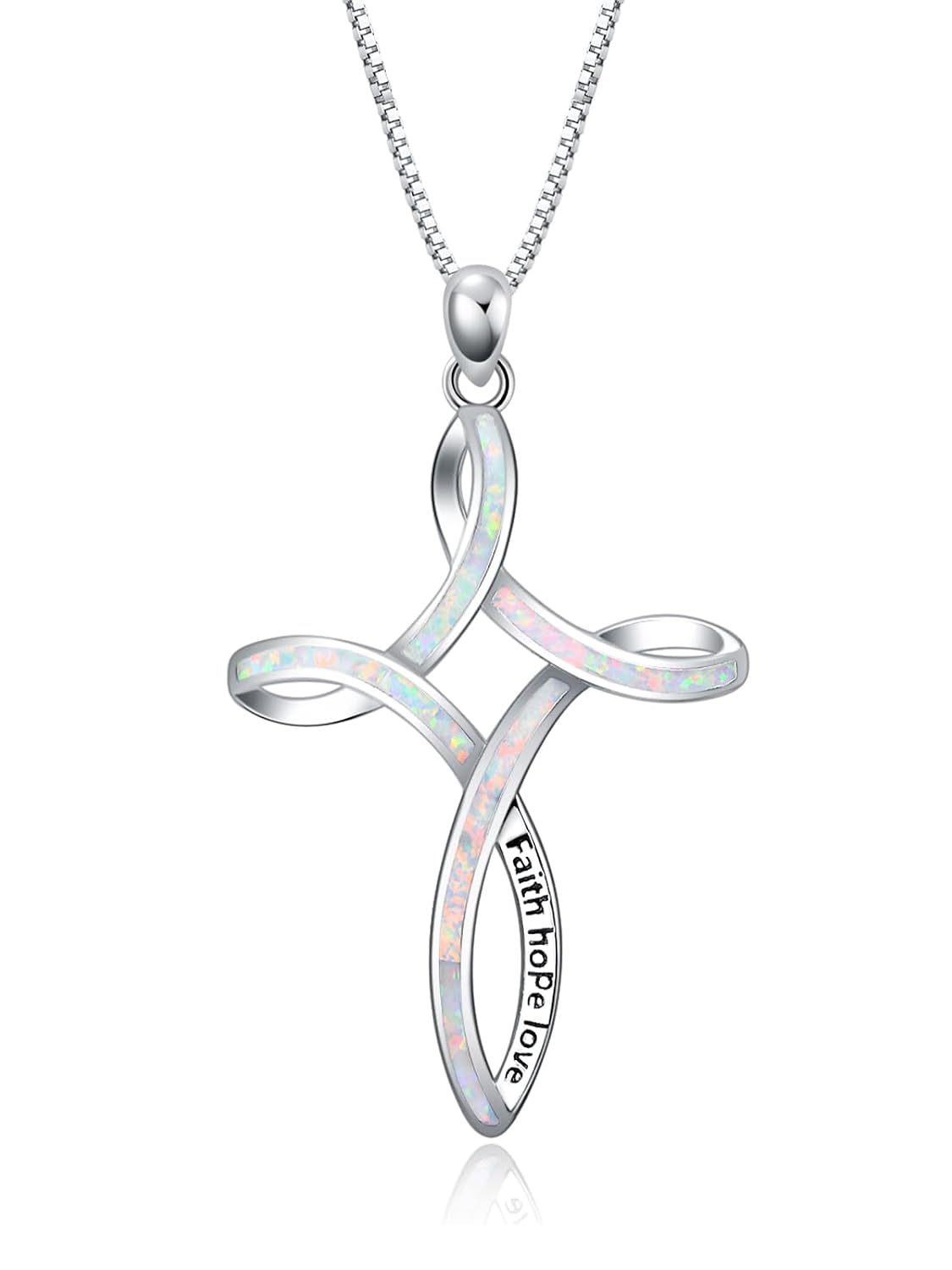 WINNICACA Opal Cross Necklace for Women 925 Sterling Silver Cross Pendant Necklaces Celtic Blue White Opal Jewelry Confirmation Gifts for Women Her Wife Daughter Anniversary...