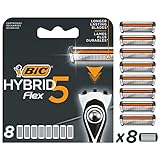 BIC Rasierklingen für Herren Rasierer Hybrid 5 Flex, 8er Nachfüllpack für den Nassrasierer mit 5 Titanium Klingen