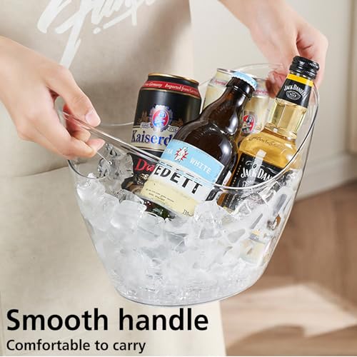 Ice Bucket,Clear Plastic 4 Liter Storage Tub,Beer Bucket Beverage Chiller Bin for 2 Wine,Champagne Bottles,Drink Bucket (Clear,1pack) - Thumbnail 3