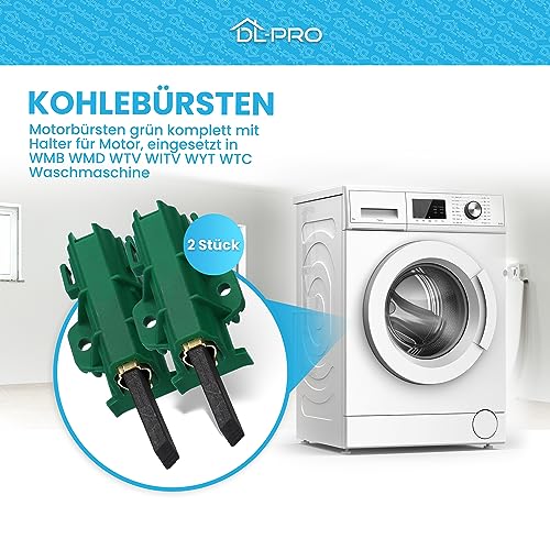 DL-pro Motorkohlen Set für Beko Blomberg 371202407 371202405 L24MF7 Candy Hoover 49028930 Kohlebürsten Kohlen grün für WMB WMD WTV Waschmaschine