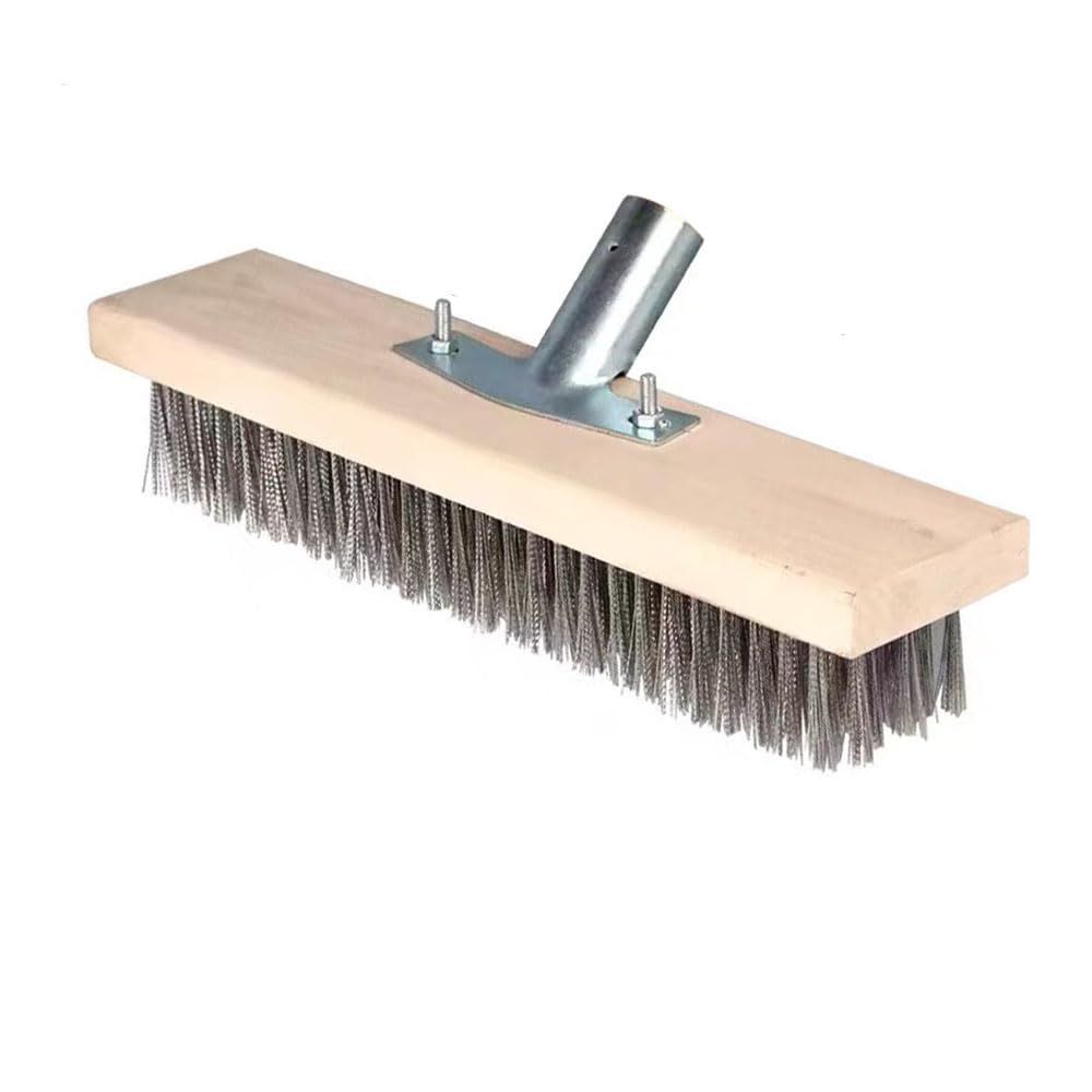 1 cepillo de piscina grande de 12 pulgadas, cepillo de cubierta de cerdas de acero inoxidable, cepillo de alambre de piscina para limpiar algas, manchas difíciles en hormigón, piscina, pasillos