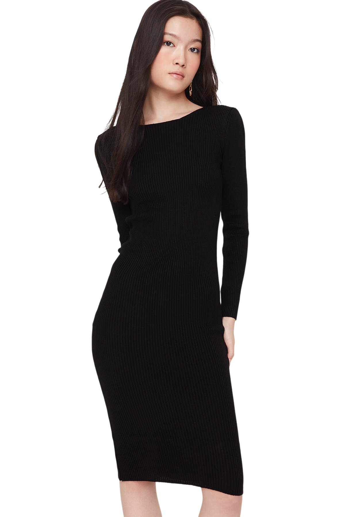 Trendyol Damen Knitwear Dress Kleid, Schwarz, M