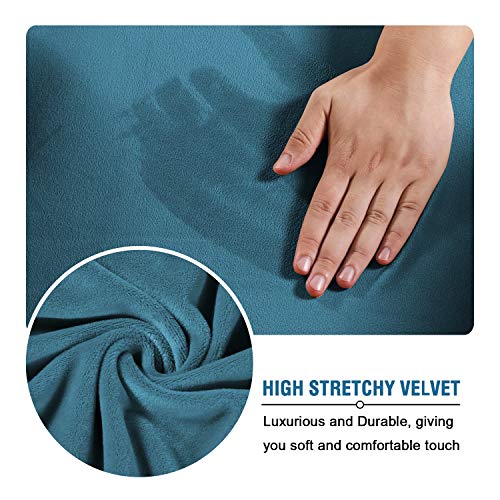 H.versailtex Rich Velvet Stretch 2 Piece Chair Cover Chair Slipcover Sofa Cover Furniture Protector Couch Soft With Elastic Bottom Chair Couch Cover With Arms, Machine Washable(Chair,Peacock Blue) #TOP2