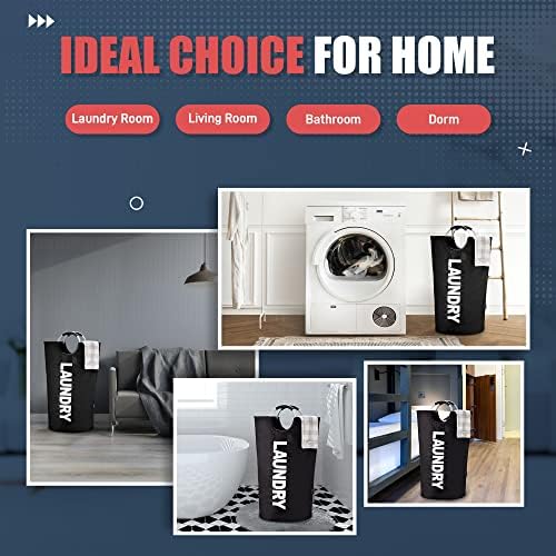 Caroeas Tall Laundry Basket 90L, Large Hamper, Freestanding Laundry Bag - 5