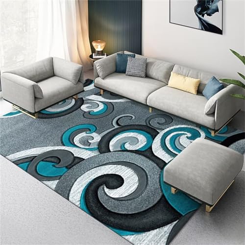 Tapis bleu 100x150 cm lavable à poils ras pour chambre