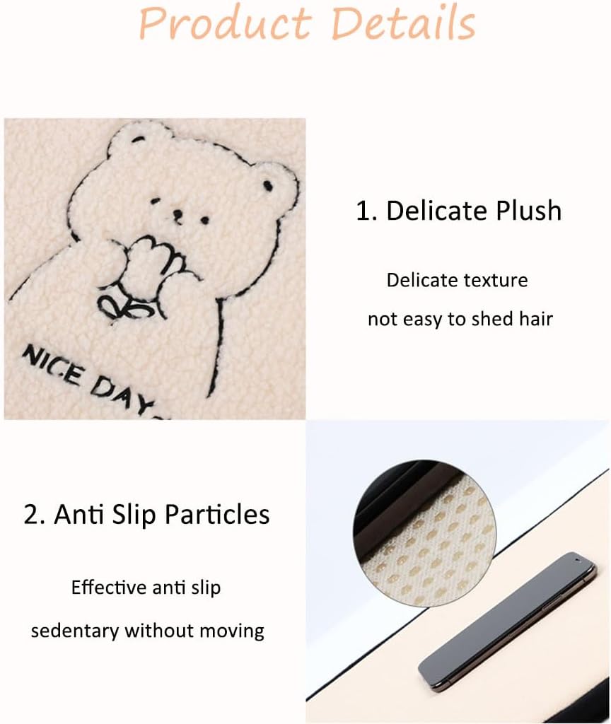 acdiac Universal Cute Bunny/Bear Car Seat Cover Cushion Fuzzy Cozy Cartoon Auto seat Pads (Bear, 3pcs/seat)