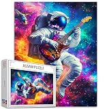 Picture of 1000 Piece Astronaut Playing Guitar Jigsaw Puzzles for Adults Space Graffiti Puzzles Rock Puzzle 27×20 Inches Colorful DIY Puzzles for Home Decoration Gifts Family Puzzle Perfect for Game Nights