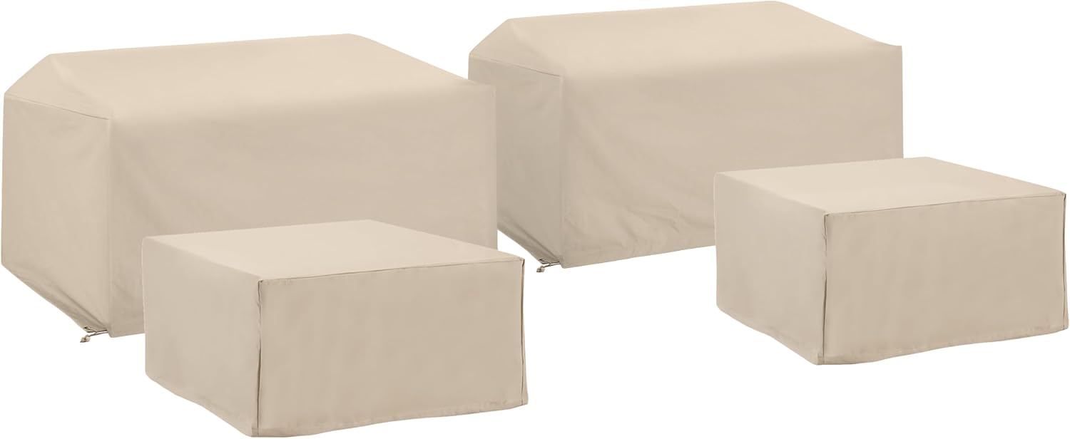 Crosley Furniture Patio Furniture Covers, Waterproof 4-Piece Cover Set for Outdoor Loveseats and Ottomans, Tan