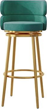 Bar Stool Swivel Bar Stools 1PC with Backs, Retro Green Velvet Counter Height Stools for Kitchen Island, Stylish 75cm Seat Height, Perfect for Modern Home Decor