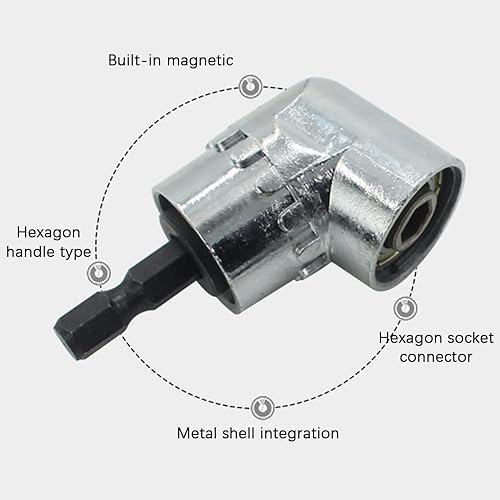 Miniatura 3 de Indprod Accesorio de taladro de ángulo recto de 105 grados, adaptador de taladro de ángulo recto de 14 pulgadas, soporte de broca de extensión de