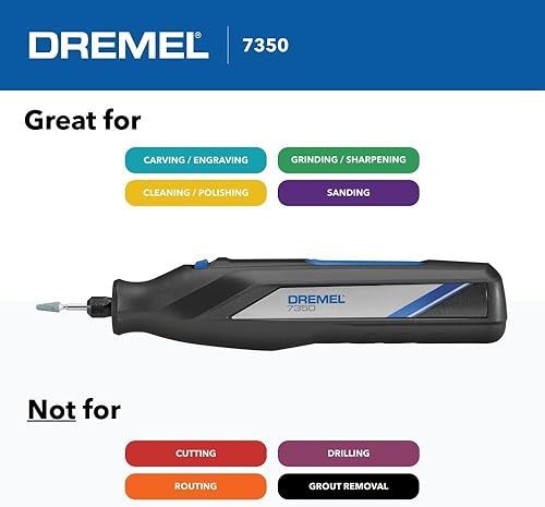 Miniatura 5 de Dremel 7350 Kit de herramientas rotativas inalámbricas de 4 V con 5 accesorios y batería recargable USB-C, velocidad única para tallar, grabar