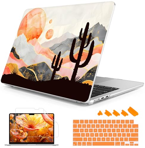 Image of Mektron Case for 2025 MacBook Air 13-inch M4 Laptop A3240 with 13.6-inch Liquid Retina Display,Compatible with 2024 2022 M3 /M2 MacBook Air 13 inch Hard Shell Cover,Fit Model A3113 A2681，Sun & Cactus