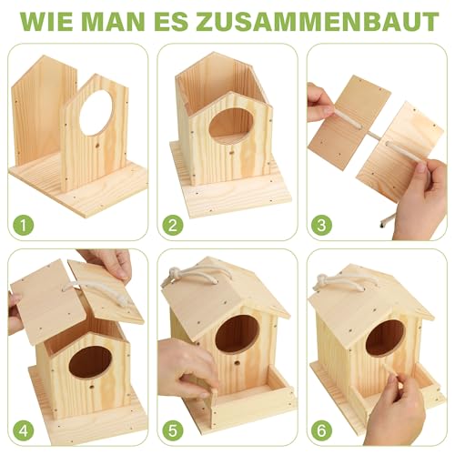 LotFancy Vogelhaus Bausatz für Kinder, Vogelhaus zum bemalen, Holz Bastelset, DIY Basteln Set für Kindergeburtstag, Ostern Geschenke für Mädchen Jungen Kleinkinder