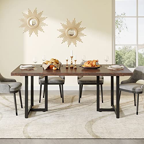 Tribesigns Dining Table Kitchen Table For 6, Industrial Rectangular Table With Steel Legs Metal Frame, Farmhouse Kitchen Table For Dining Room, Kitchen, Home Furniture (Vintage Brown & Black) #TOP2
